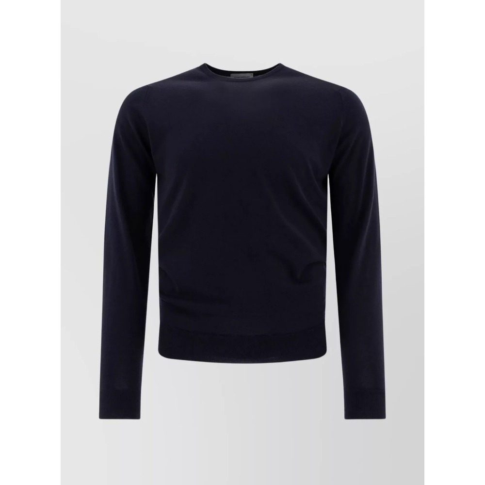 John Smedley Lundy Crew Neck Sweater Men Large Blue 100% Merino Wool Long Sleeve